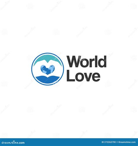 Modern Simple World Love Hand Earth Logo Design Stock Vector