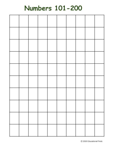 Number Chart 100 200 Free Printable Printable Templates By Nora