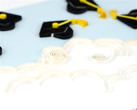 Handcrafted Flying Graduation Hats Congrats Card Quilling Card¨