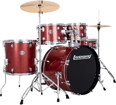 Ludwig Accent 5 Piece Complete Drum Set With 20 Inch Bass Reverb