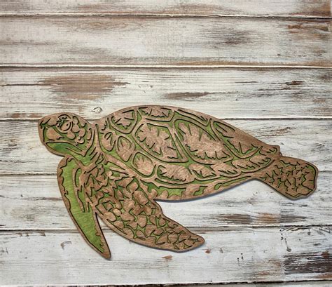 Wooden Sea Turtle Wall Decor Ocean Wall Decor Beach House Etsy