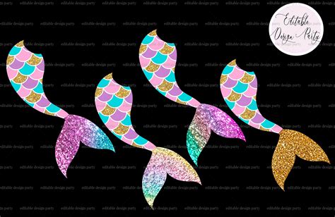 Instant Download Mermaid Tail Glitter Clipart Mermaid Clipart Mermaid