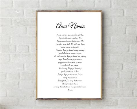 The Lords Prayer In Filipino Printableour Father Print Etsy
