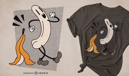 Naked Banana Retro Cartoon T Shirt Design Vector Download