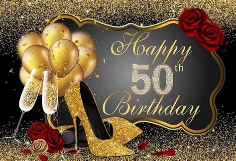 Accessories Dorcev 5x4ft 50th Happy Birthday Backdrop Fifty Years Old