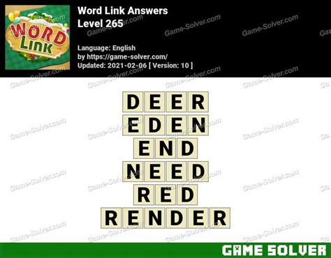 Word Link Level 265 Answers Game Solver