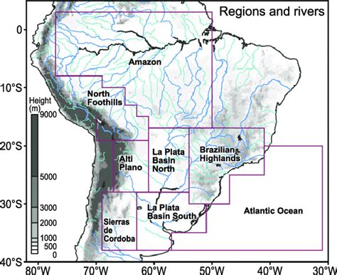 Topographical Map Of South America Showing The Andes