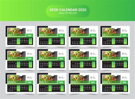 Premium Vector Food Desk Calendar 2020 Template