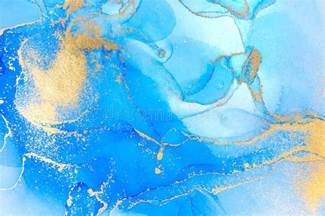 Marble Gradient Light Blue And Gold Abstract Artwork Vector Pattern