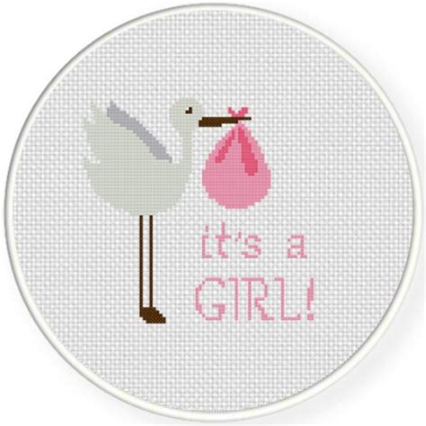 This cross stitch pattern suitable for both new baby boy. Baby Girl Stork Delivery Cross Stitch Pattern - Daily ...