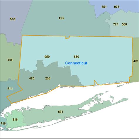 Connecticut Area Code Maps Connecticut Telephone Area Code Maps Free