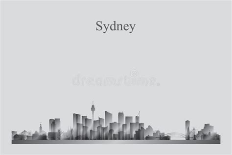 Sydney City Skyline Silhouette In A Grayscale Stock Vector