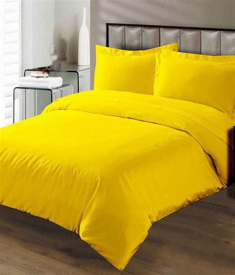 Elegance Fine Cotton Yellow Double Bed Sheet Buy Elegance Fine Cotton