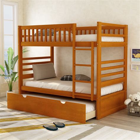 Merax Wood Bunk Bed Twin Over Twin Multiple Finishes With Trundle