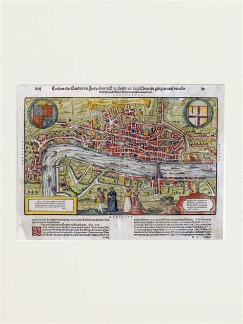 Vintage Map Of London England 1598 Photographic Print For Sale By