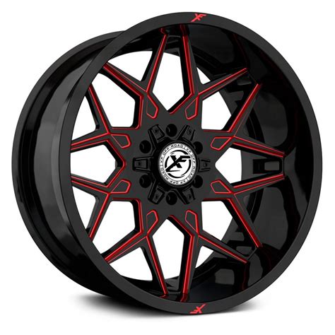 Xf Off Road Xf 238 Wheels Gloss Black With Red Milled Accents Rims