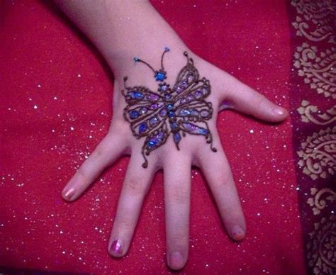 Butterfly Glitter Mehndi Designs For Kids Tatouage Henné Main