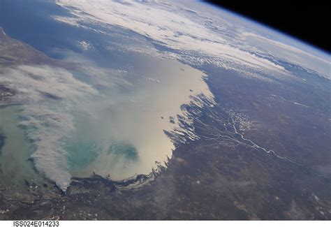 Smoke Plume Caspian Sea Kazakhstan Nasa International Flickr