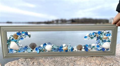 Beach Glass Window Beach Glass And Shells In Frame Etsy Beach Glass Art Beachy Decor
