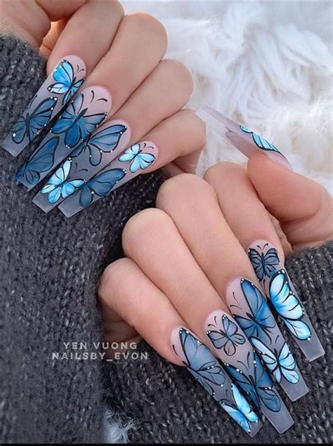 27 Beautiful Butterfly Nails For Spring Acrylic Coffin Nails Design