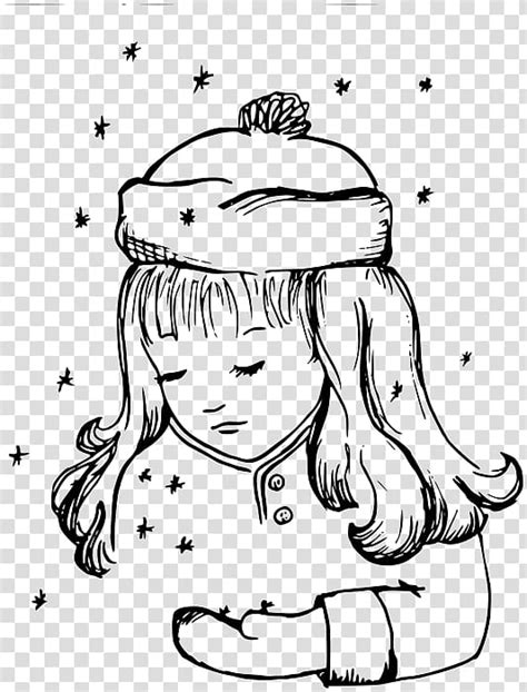 Drawing Line Art Cartoon Snow Girl Transparent Background Png Clipart