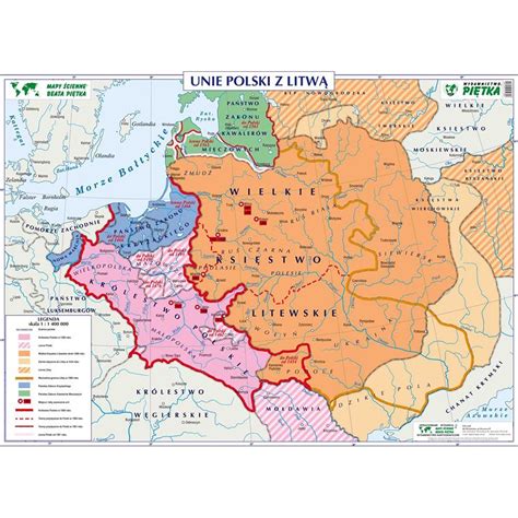 Dwustronna Mapa Ścienna Historyczna Polska I Litwa 1370 1505 Unie
