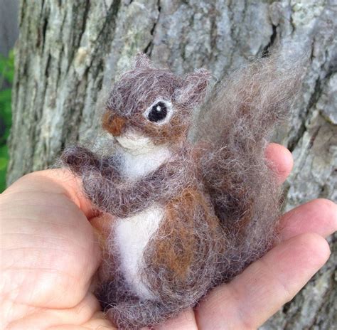 Needle Felt Squirrel Miniature Baby Needle Felting