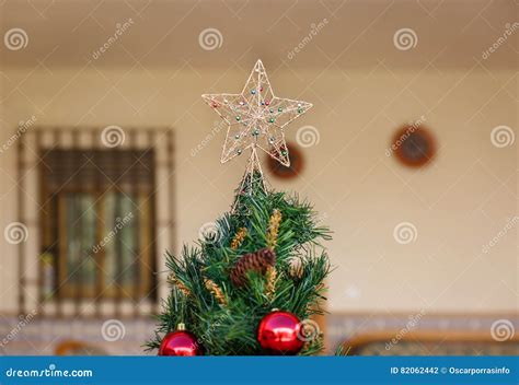 A Star On Top Of A Christmas Tree Stock Photo Image Of Occasion
