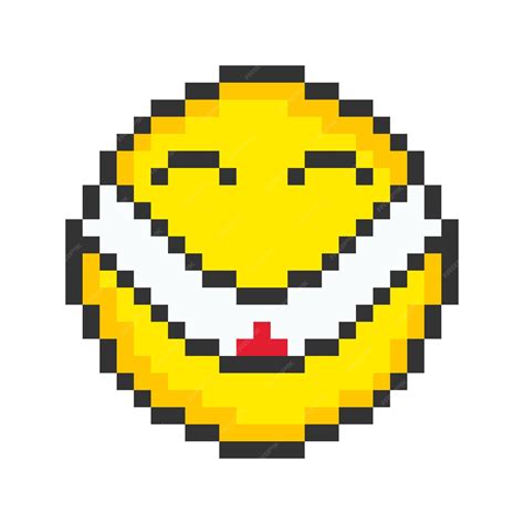 Premium Vector Laughs Face Icon Pixel Art Emoticons Vector Illustration