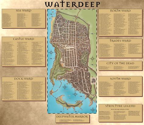 City Of Waterdeep Map In The Forgotten Realms Faerun With All