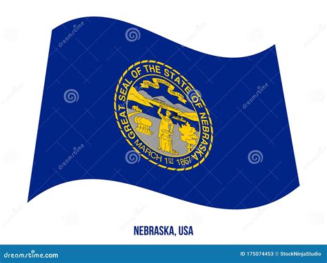 Nebraska Flag Waving Vector Illustration On White Background Usa State