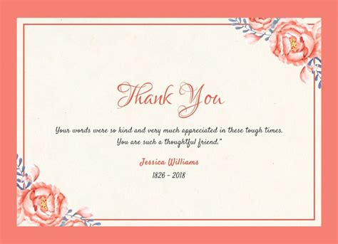 Get Our Sample Of Thank You Card For Condolences Funeral Thank You