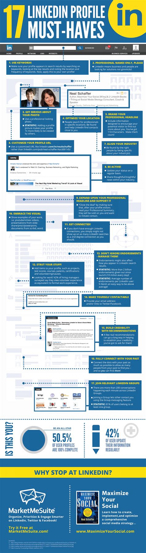 17 Steps To A Perfect Linkedin Profile Infographic