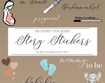180 Instagram Story Stickers Pregnancy Baby Pregnant Birth Etsy