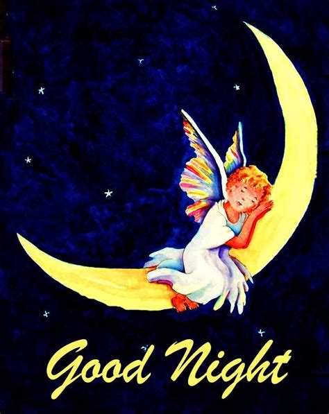 Angel On Moon With Good Night Wish Good Night Angel Angel Images