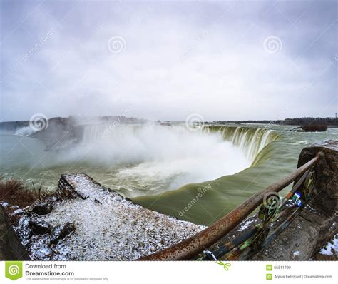 View Of Niagara Falls During Winter Stock Image Image Of Winter