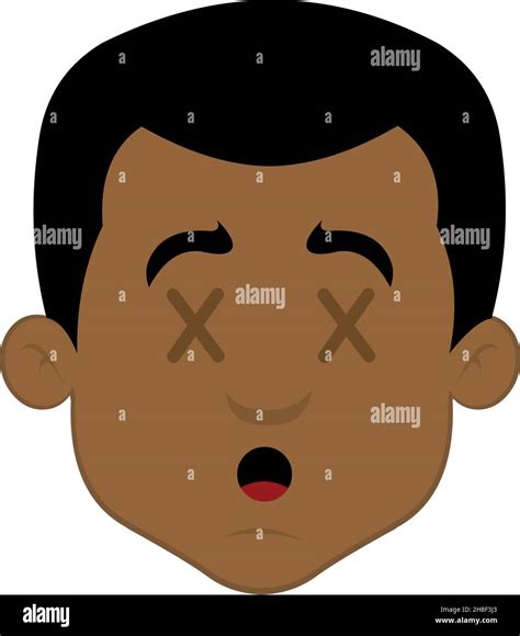 Vector Illustration Of The Face Of A Cartoon Man With Crosses In His