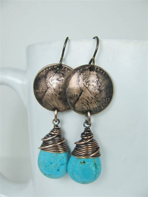 Copper Wire Wrapped Turquoise Magnesite Teardrops With Etsy