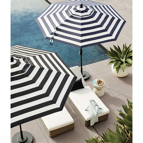 9 Round Sunbrella Black Cabana Stripe Outdoor Patio Umbrella Canopy