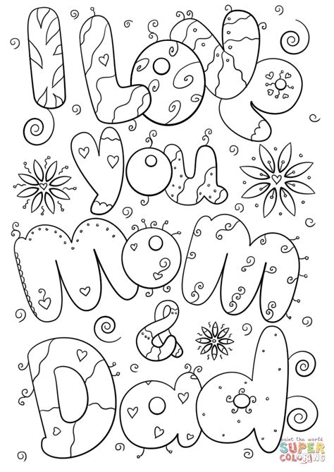 I Love Mom And Dad Coloring Pages Coloring Pages