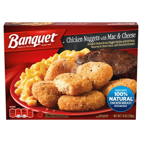 Banquet Chicken Nuggets Mac Cheese Brownie Frozen Meal 74 Oz