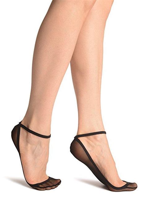 Lisskiss Black Mesh With Around The Ankle Strap Footies Footsies Socks Socks And Heels