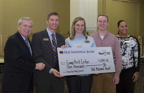 Camp Red Cedar Receives 1000 Donation From Old National Banks