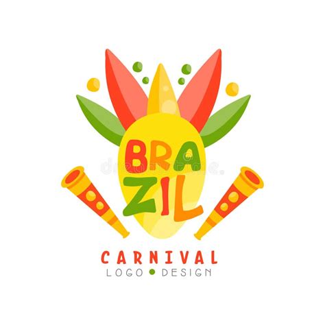 Brazil Rio Logo Design Bright Carnival Banner Vector Illustration On A