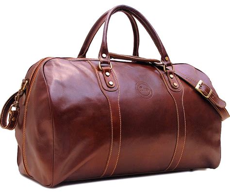 Cenzo Duffle Vecchio Brown Italian Leather Weekender Travel Bag Stylemann