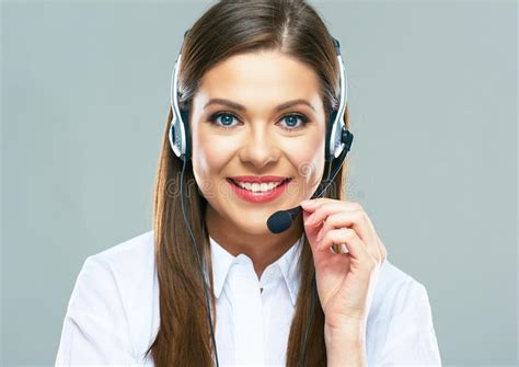 Call Center Support Operator Close Up Portrait Of Woman Custome Stock Image Image Of Beautiful