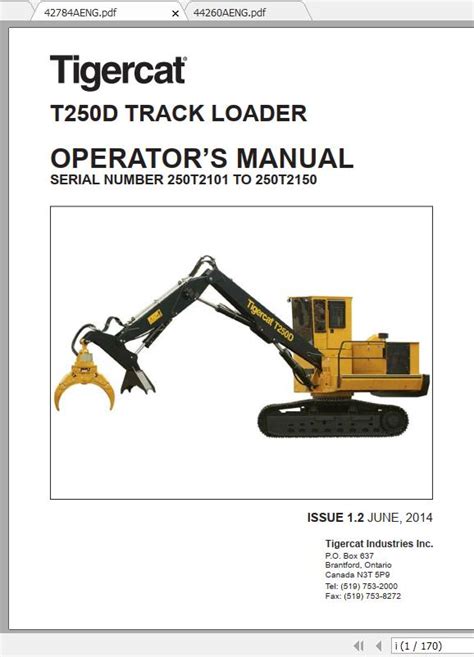 Tigercat T250D Loader Operator S Manual
