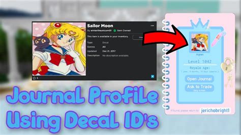 📓how To Change Journal Profile Picture Using Decal Ids Royale High
