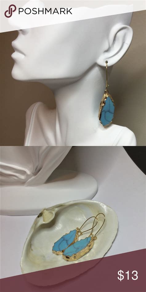 Turquoise Earrings Gold Plated Turquoise Earrings Gold Turquoise