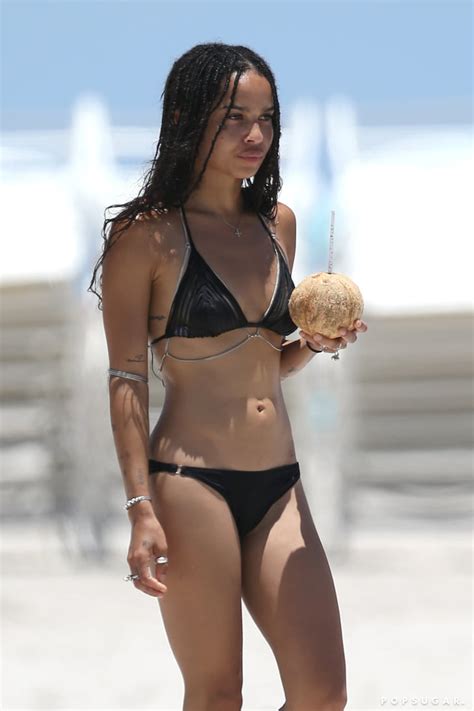 Zoe Kravitz Wearing Black Bikini In Miami Pictures Popsugar Celebrity